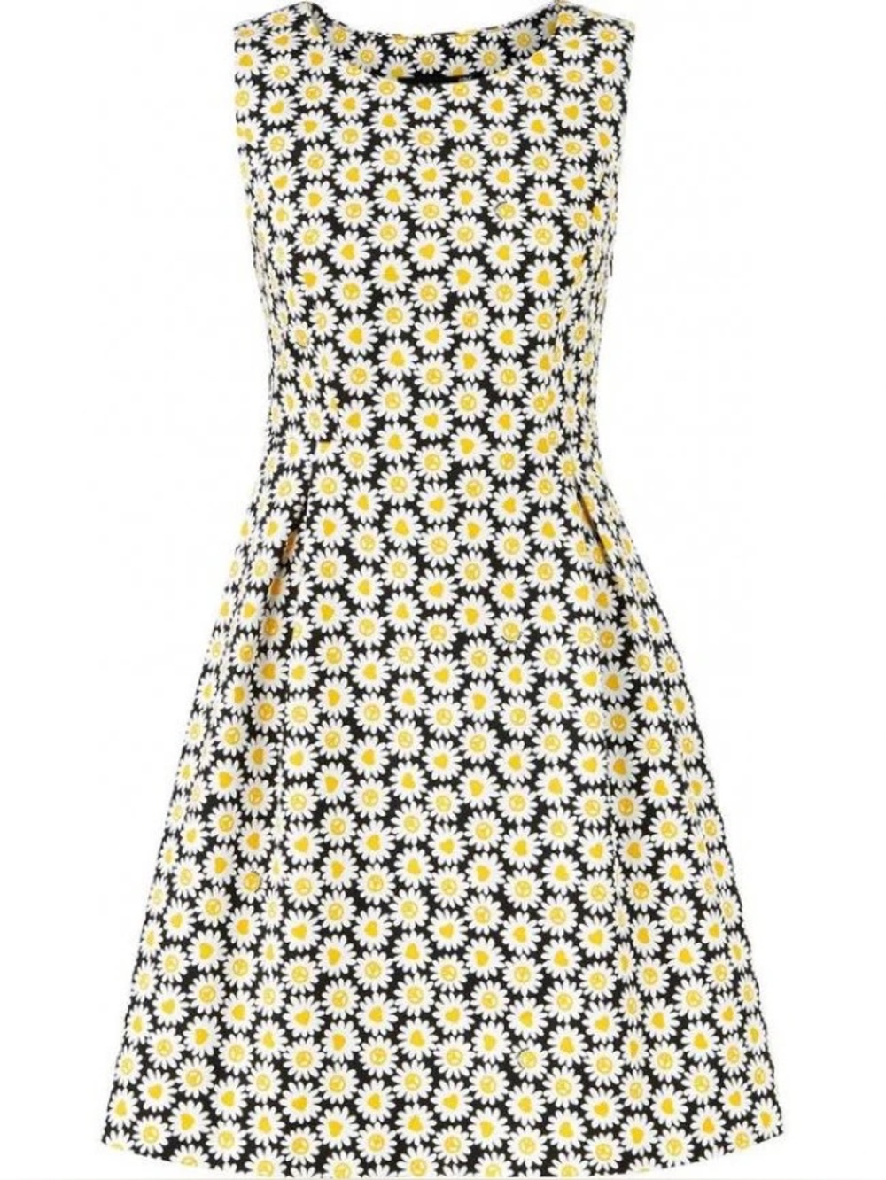 LOVE MOSCHINO Daisy-Print Mini Fit & Flare Dress Size 44/ 8 US - Picture 2 of 9